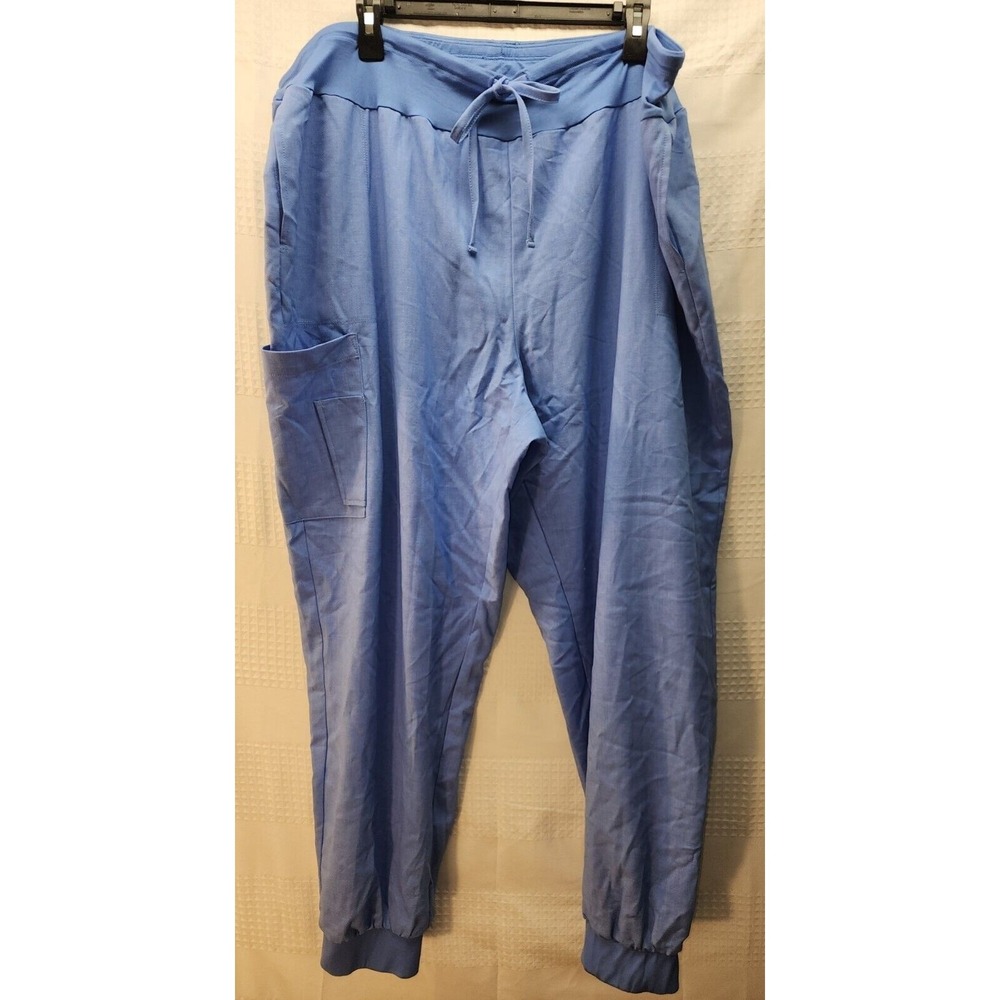 Cuddl Duds Scrubs Jogger Pants Blue 2xl Plus Size Nurse Uniform Drawstring *FLAW